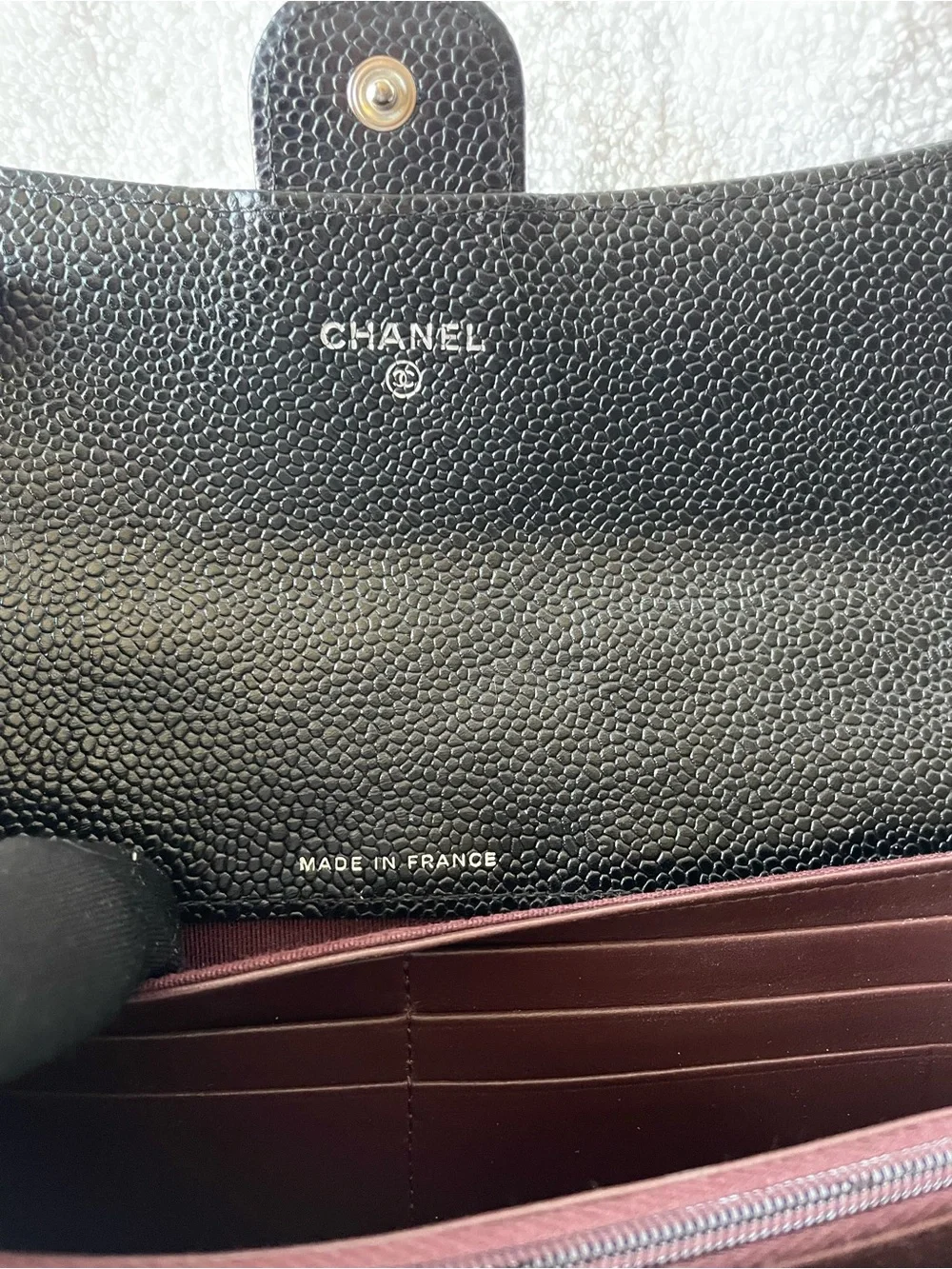🖤Auth.CHANEL CAVIAR CLASSIC FLAP LONG WALLET WITH SILVER TONE HARDWARE 🖤